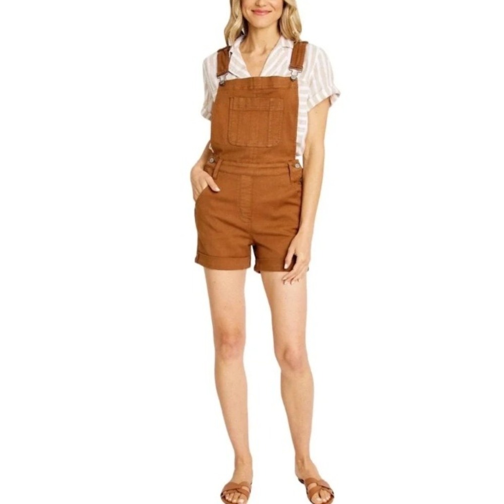Judy Blue Shortalls Size S Brown‎ Denim Bib Overalls Stretch Utility Gorpcore
